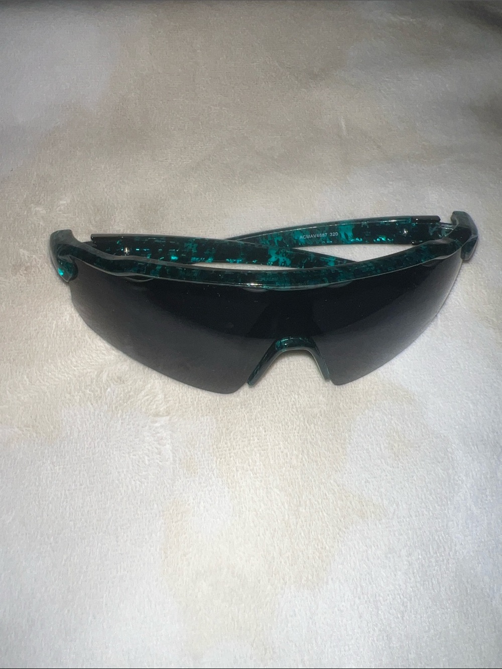 Sport Shield Sunglasses in Black with Green Marble Temples